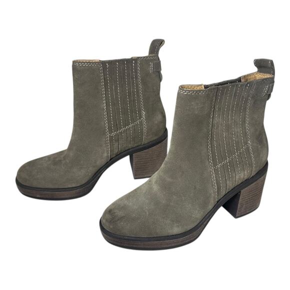 Crown Vintage Capari Bootie size 7M Dark gray/brown suede 3” block heel - Picture 1 of 8